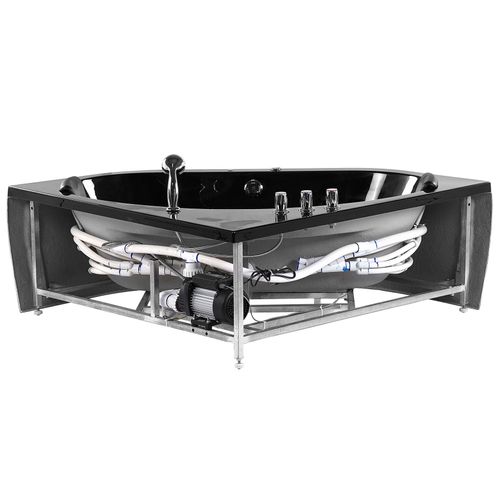 Baignoire D'angle à Remous Avec LED Meves 140 X 140 Cm Noir