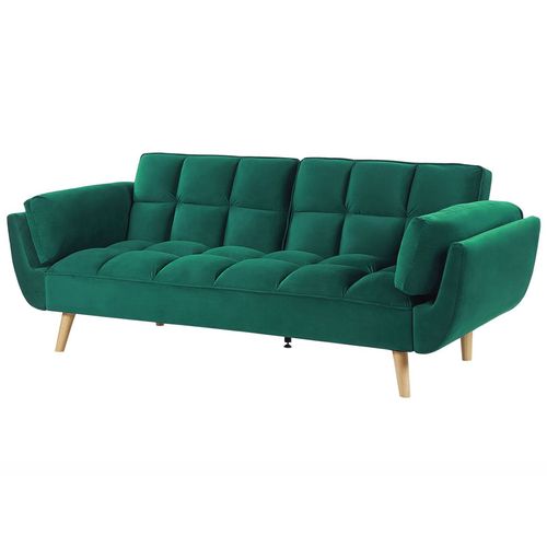 Canapé 3 Places Convertible En Velours Vert Asby