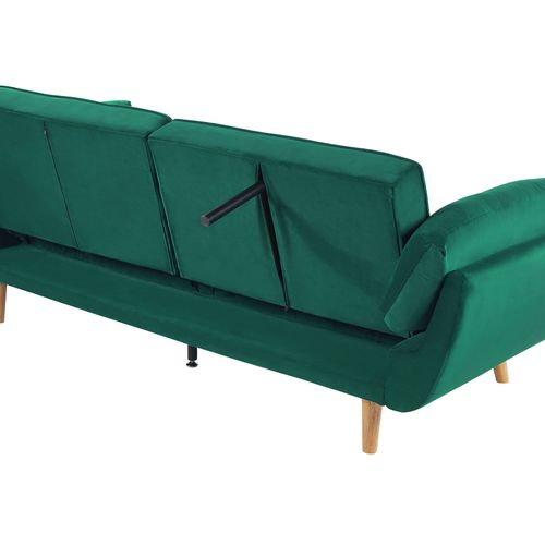 Canapé 3 Places Convertible En Velours Vert Asby