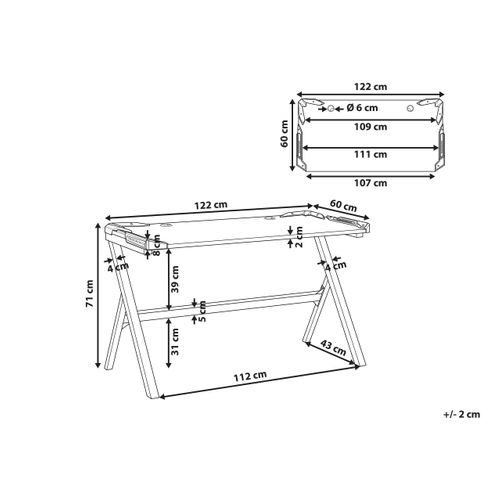 Bureau De Jeu 120 X 60 Cm Noir Danvers