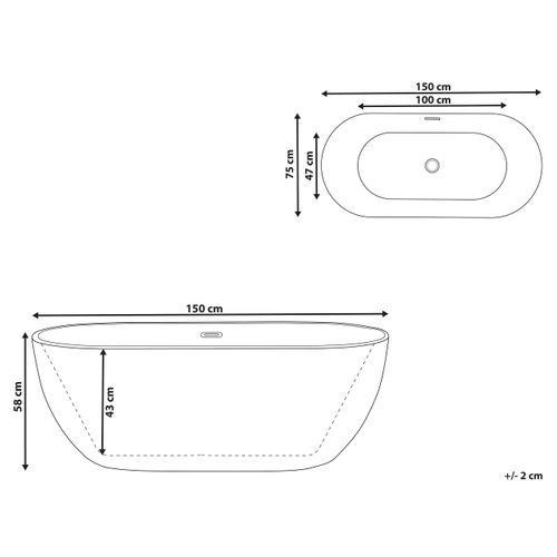Baignoire Îlot Noire 150 X 75 Cm Carrera