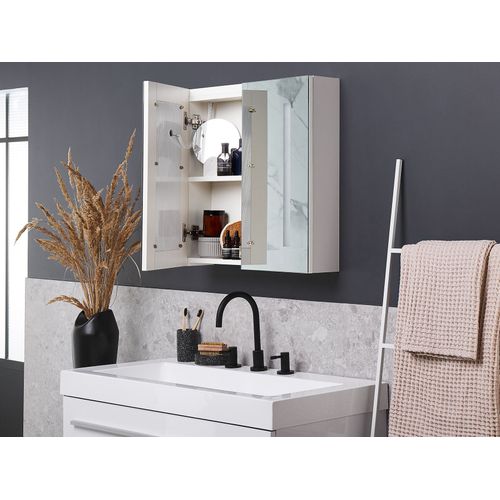 Armoire De Toilette Blanche Avec Miroir LED 60 X 60 Cm Chabunco
