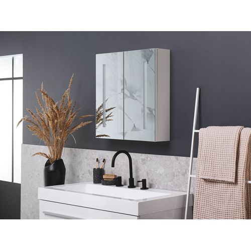 Armoire De Toilette Blanche Avec Miroir LED 60 X 60 Cm Chabunco