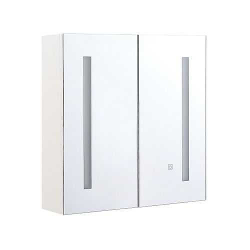 Armoire De Toilette Blanche Avec Miroir LED 60 X 60 Cm Chabunco