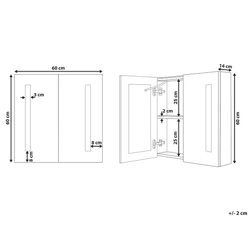 Armoire De Toilette Blanche Avec Miroir LED 60 X 60 Cm Chabunco