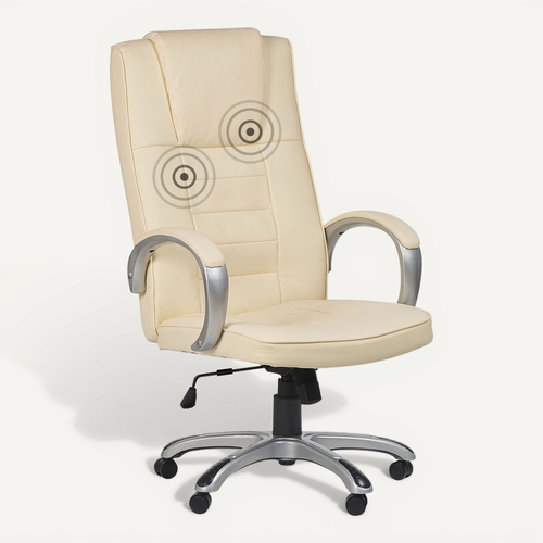 Fauteuil Massant Cuir Pu Beige Grandeur