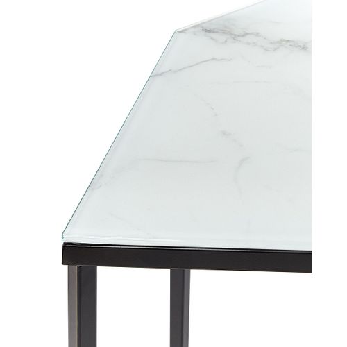 Set De 3 Tables D'appoint Design ELEMENTS 40cm Blanc Plateaux En Verre Imitation Marbre 3700833828723