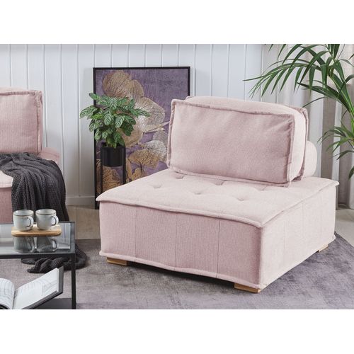 Canapé D'angle Modulable 4 Places En Tissu Rose Tibro