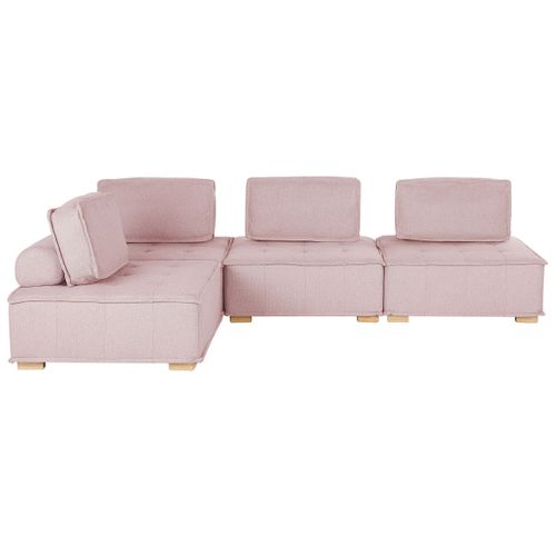 Canapé D'angle Modulable 4 Places En Tissu Rose Tibro
