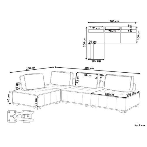 Canapé D'angle Modulable 4 Places En Tissu Rose Tibro