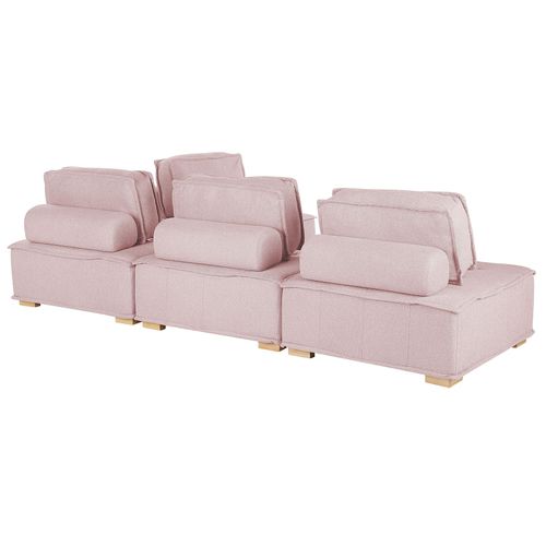 Canapé D'angle Modulable 4 Places En Tissu Rose Tibro