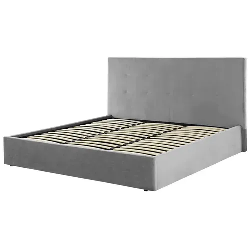 Lit Avec Coffre En Velours Gris 180 X 200 Cm Lorient