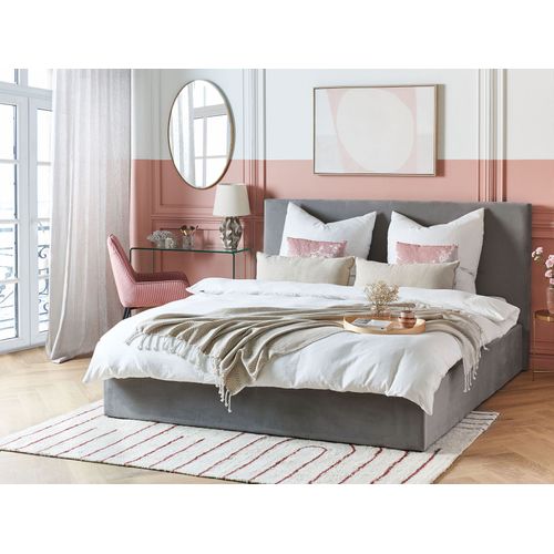 Lit Avec Coffre En Velours Gris 180 X 200 Cm Lorient