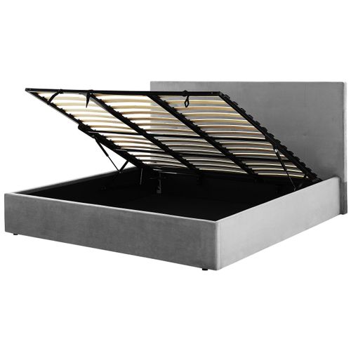 Lit Avec Coffre En Velours Gris 180 X 200 Cm Lorient