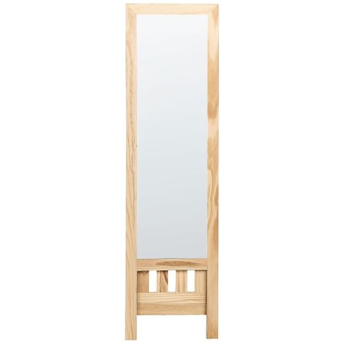 Miroir Sur Pied Avec Étagère En Bois Clair Luisant