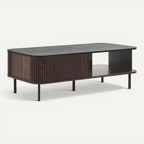 Table Basse Bois Foncé Et Noir Jose