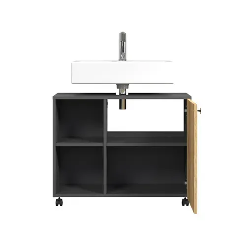Meuble Sous Vasque Sur Roulettes 1 Porte L80 Cm