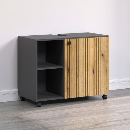 Meuble Sous Vasque Sur Roulettes 1 Porte L80 Cm