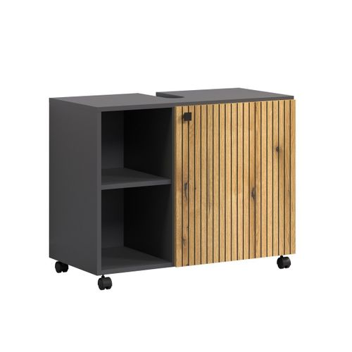 Meuble Sous Vasque Sur Roulettes 1 Porte L80 Cm