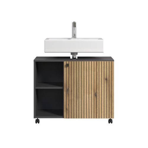 Meuble Sous Vasque Sur Roulettes 1 Porte L80 Cm