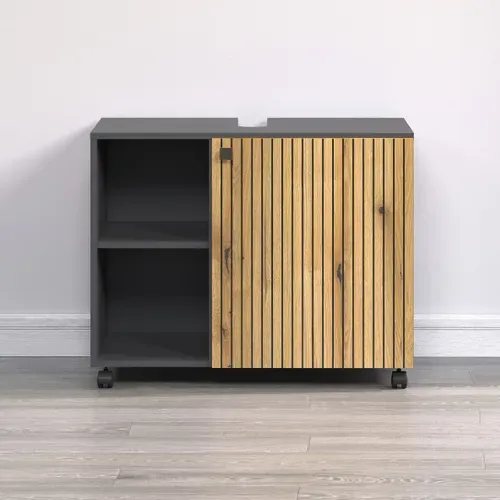 Meuble Sous Vasque Sur Roulettes 1 Porte L80 Cm