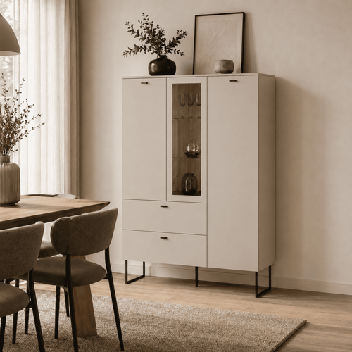 Buffet Haut 2 Portes, 2 Tiroirs Et 1 Niche L100 Cm