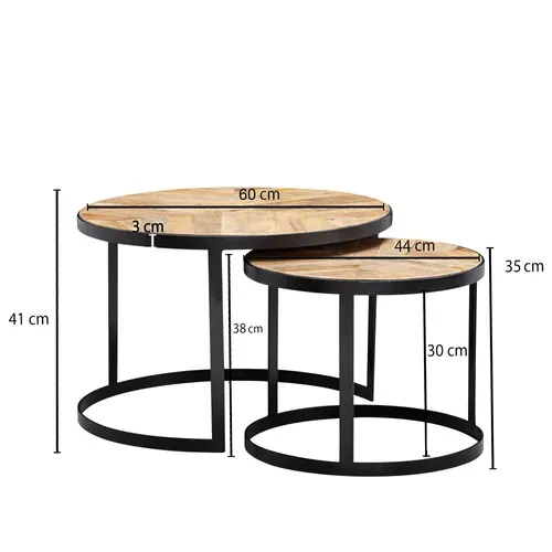 Tables Gigogne Bois Massif Ronde Table D'appoint Lot De 2 Table Basse