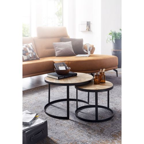 Tables Gigogne Bois Massif Ronde Table D'appoint Lot De 2 Table Basse