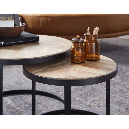 Tables Gigogne Bois Massif Ronde Table D'appoint Lot De 2 Table Basse