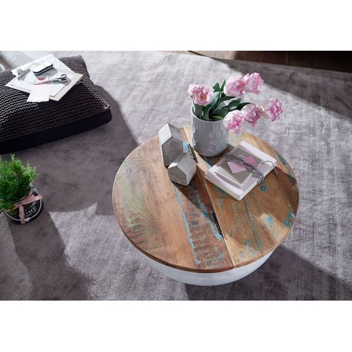 Table Basse Bois Massif Ø 60 Cm Table De Salon Table Basse Ronde Moderne