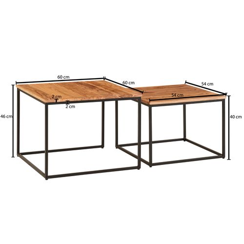Table Basse De Salon Lot De 2 Table De Canapé Bois Metal Industriel