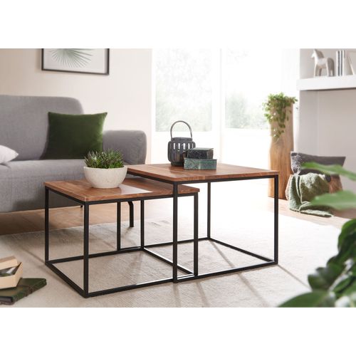 Table Basse De Salon Lot De 2 Table De Canapé Bois Metal Industriel