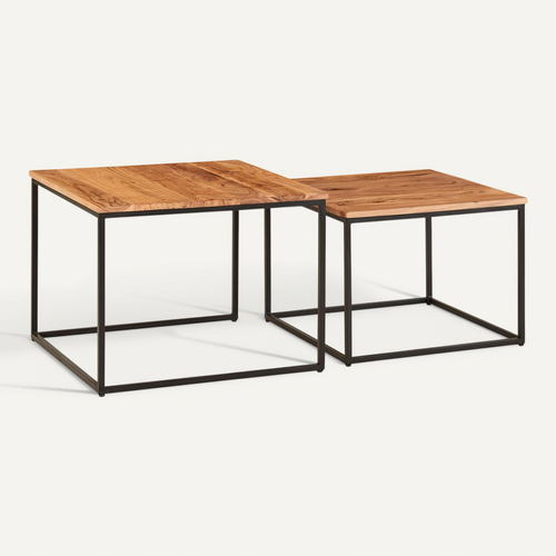 Table Basse De Salon Lot De 2 Table De Canapé Bois Metal Industriel