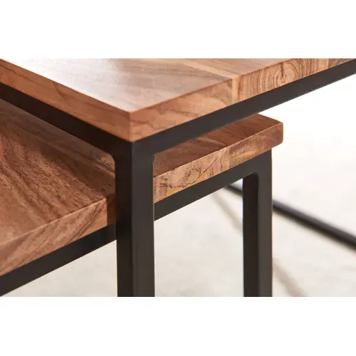 Table Basse De Salon Lot De 2 Table De Canapé Bois Metal Industriel