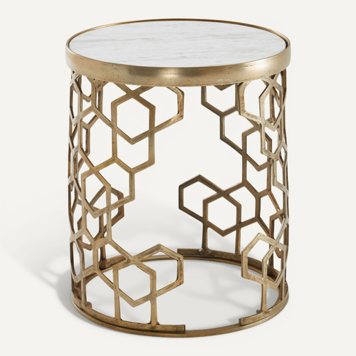 Table D'appoint Marbre Véritable Ronde 46x46x55cm Petite Table De Salon