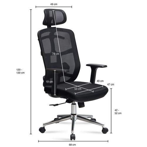 Chaise De Bureau Tissu Noir Fauteuil Ergonomique Siège Pivotante 120 Kg