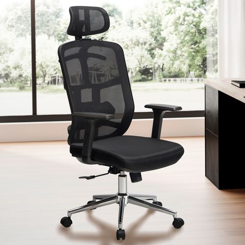 Chaise De Bureau Tissu Noir Fauteuil Ergonomique Siège Pivotante 120 Kg