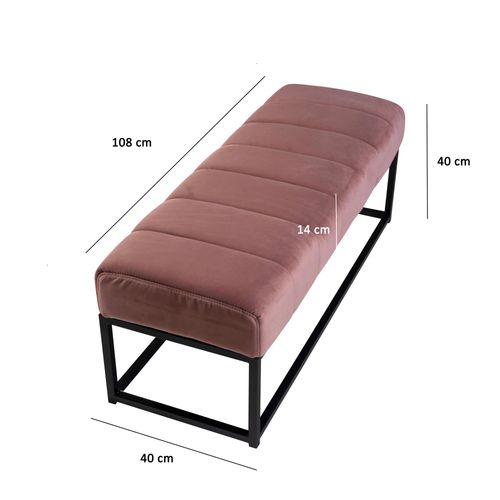 Banc 108 Cm Velours Rembourré Banc Banquette Moderne Couloir Métal