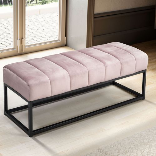 Banc 108 Cm Velours Rembourré Banc Banquette Moderne Couloir Métal