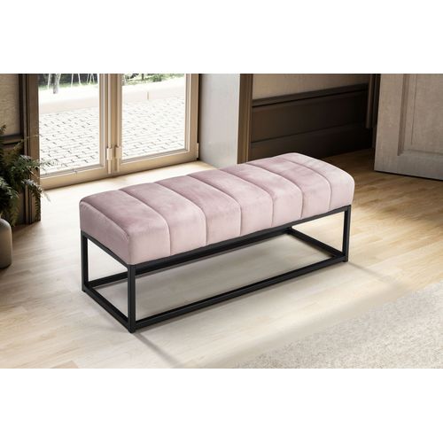 Banc 108 Cm Velours Rembourré Banc Banquette Moderne Couloir Métal