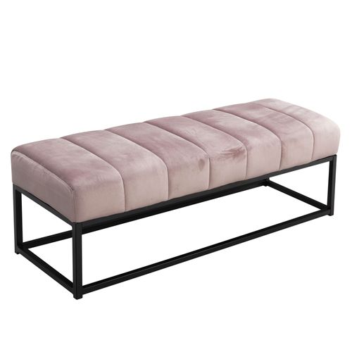 Banc 108 Cm Velours Rembourré Banc Banquette Moderne Couloir Métal