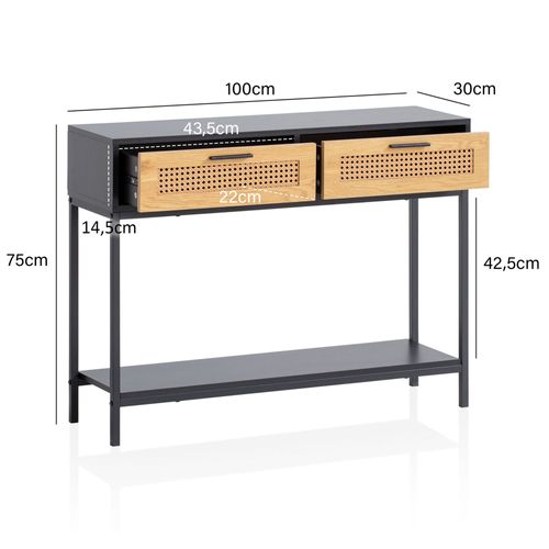 Table Console Noir 100 Cm Table D'ordinateur Table Du Couloir Tiroirs