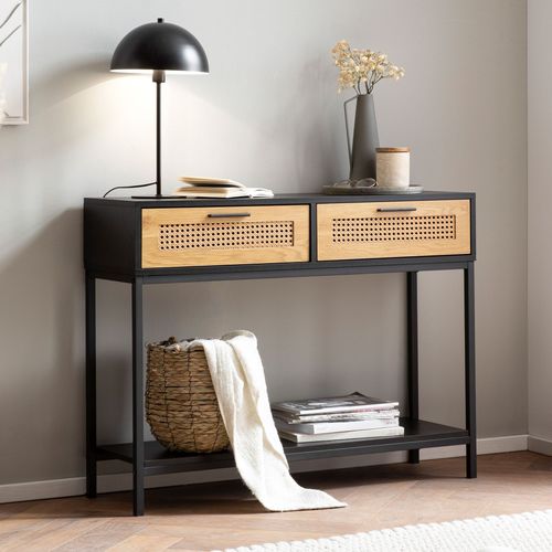 Table Console Noir 100 Cm Table D'ordinateur Table Du Couloir Tiroirs