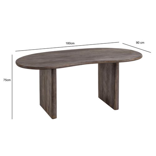 Table Salle à Manger 180 Cm Bois Massif D'acacia Forme De Reins Marron