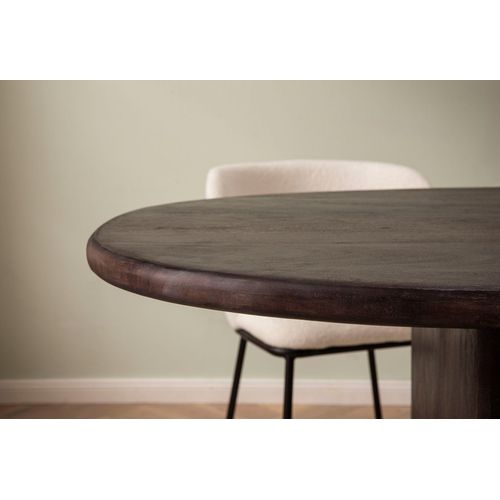 Table Salle à Manger 180 Cm Bois Massif D'acacia Forme De Reins Marron