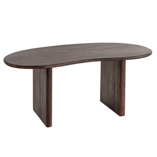 Table Salle à Manger 180 Cm Bois Massif D'acacia Forme De Reins Marron