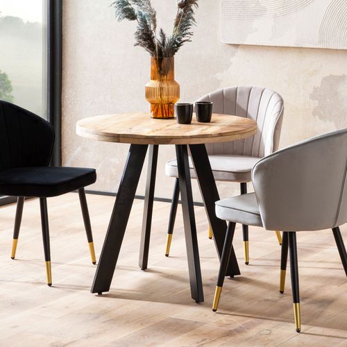 Table De Salle à Manger 80 Cm Bois Massif Métal Ronde Petite Cuisine