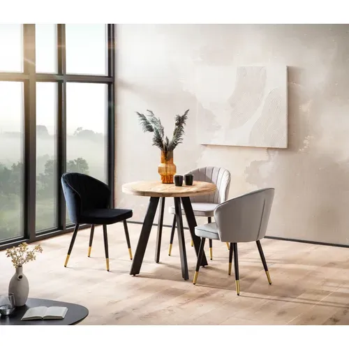 Table De Salle à Manger 80 Cm Bois Massif Métal Ronde Petite Cuisine