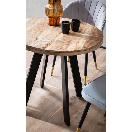 Table De Salle à Manger 80 Cm Bois Massif Métal Ronde Petite Cuisine