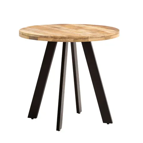 Table De Salle à Manger 80 Cm Bois Massif Métal Ronde Petite Cuisine